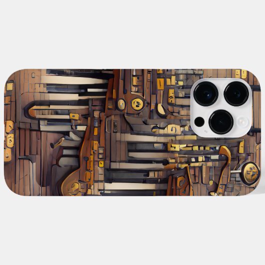 BROWN MUSICAL STEAMPUNK THEMA Case-Mate iPhone CASE (Achterkant (horizontaal))