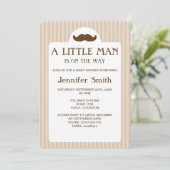 Brown Mustache Silhouette Little Man Baby shower Kaart (Staand voorkant)