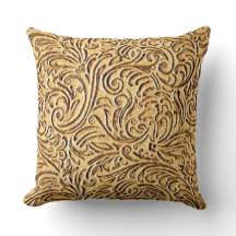 Brown Mustard  Floral Scrollwork Rustic