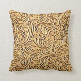 Brown Mustard  Floral Scrollwork Rustic Kussen