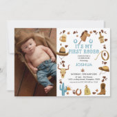 Brown My First Rodeo Cowboy Foto 1e verjaardag Kaart (Voorkant)