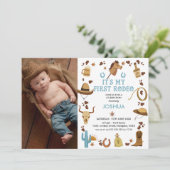 Brown My First Rodeo Cowboy Foto 1e verjaardag Kaart (Staand voorkant)