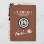 Brown Nashville Passport Bewaar de datum Save The Date (Voorkant / Achterkant)