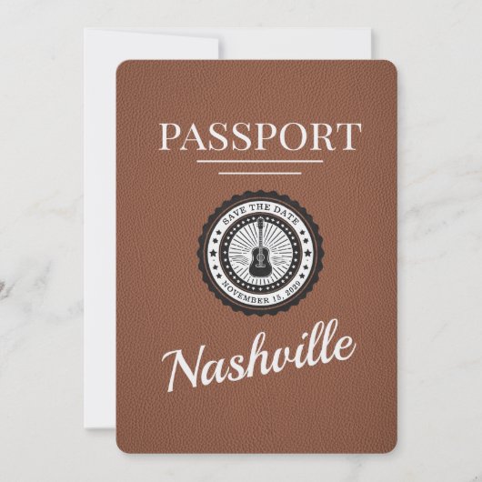 Brown Nashville Passport Bewaar de datum Save The Date (Voorkant)