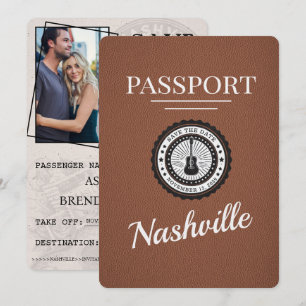 Brown Nashville Passport Bewaar de datum Save The Date
