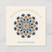 Brown Navy Mandala Vierkante Visitekaartje (Voorkant)
