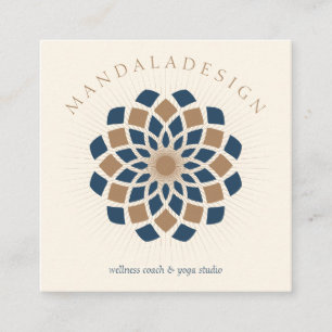 Brown Navy Mandala Vierkante Visitekaartje