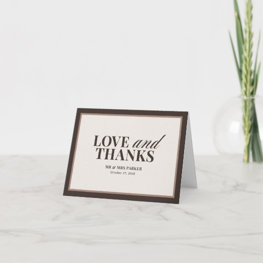 Brown Neutral | Classic Luxe Wedding Bedankkaart (Voorkant)