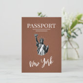 Brown New York City Passport Save The Date (Staand voorkant)