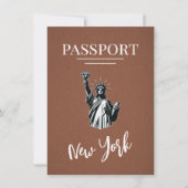 Brown New York City Passport Save The Date (Voorkant)