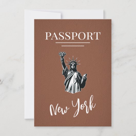 Brown New York City Passport Save The Date (Voorkant)