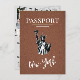 Brown New York City Passport Save The Date