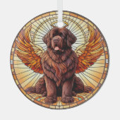 Brown Newfie Angel Rond Ornament (Voorkant)
