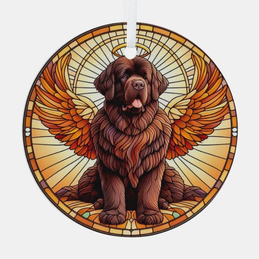 Brown Newfie Angel Rond Ornament (Achterkant)