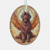 Brown Newfie Angel Rond Ornament (Voorkant Rechts)