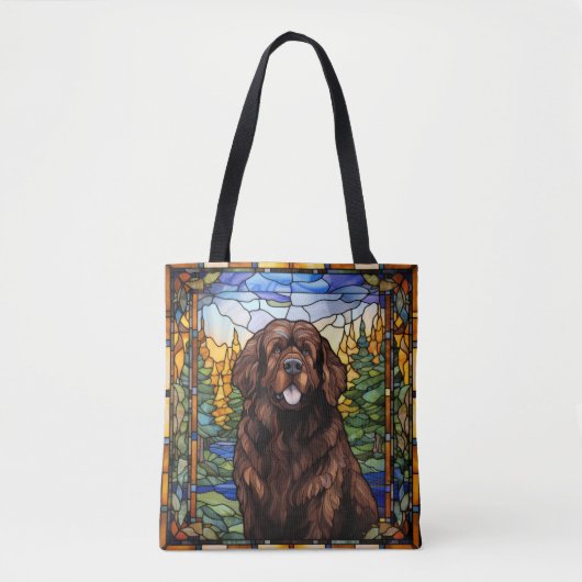 Brown Newfoundland Dog Canvas tas (Voorkant)