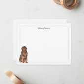 Brown Newfoundland Dog Gray Border Personalized Notitiekaartje (Voorkant / Achterkant in situ)