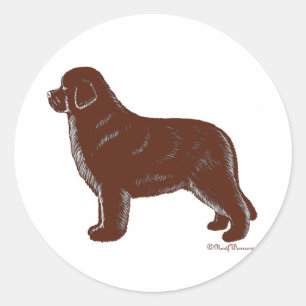Brown Newfoundland Dog Ronde Sticker