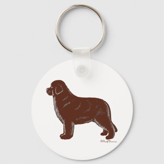 Brown Newfoundland Dog Sleutelhanger (Voorkant)