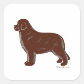 Brown Newfoundland Dog Vierkante Sticker (Voorkant)