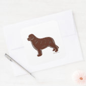 Brown Newfoundland Dog Vierkante Sticker (Envelop)