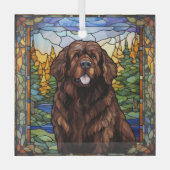 Brown Newfoundland Hondenglas Ornament (Voorkant)