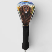 Brown Newfoundland Hondenglas Ornament Golfheadcover (Voorkant)