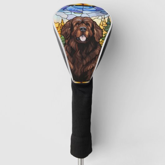 Brown Newfoundland Hondenglas Ornament Golfheadcover (Voorkant)