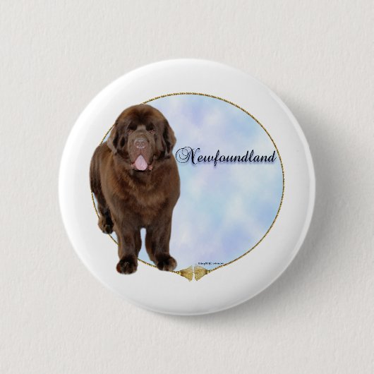 Brown Newfoundland Portrait - Button (Voorkant)