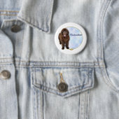Brown Newfoundland Portrait - Button (In situ)