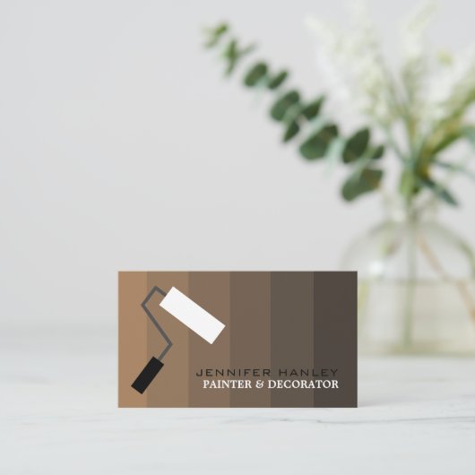 Brown Ombre & Paint Roller, Painter & Decorator Visitekaartje (Staand voorkant)