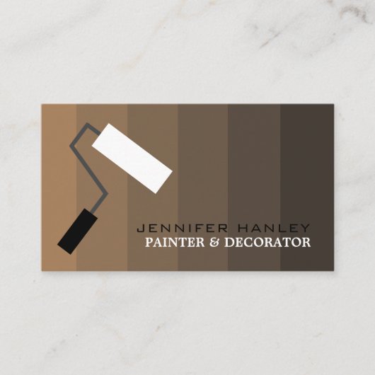 Brown Ombre & Paint Roller, Painter & Decorator Visitekaartje (Voorkant)