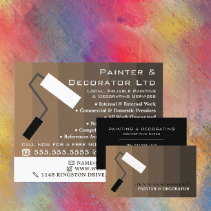 Brown Ombre & Paint Roller, Painter & Decorator Visitekaartje