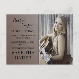 Brown Ombre'Save the Date Photo Afstuderen Aankondigingskaart