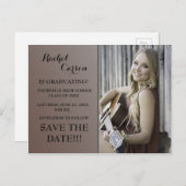 Brown Ombre'Save the Date Photo Afstuderen Aankondigingskaart (Voorkant / Achterkant)