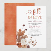 Brown Orange Wildflower Fall in Love Baby Shower Kaart (Voorkant / Achterkant)