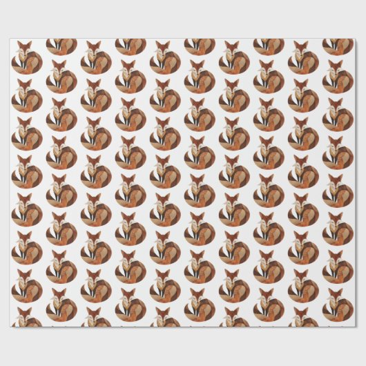 Brown Oranje Cream Fox Cadeaupapier (Vlak)