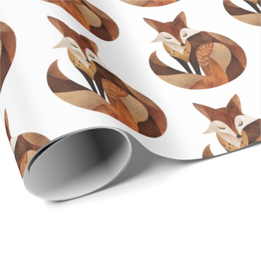 Brown Oranje Cream Fox Cadeaupapier (Rol Hoek)