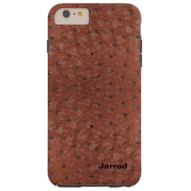 Brown Ostrich Leather Kijk iPhone 6 Plus Hoesje (Achterkant)