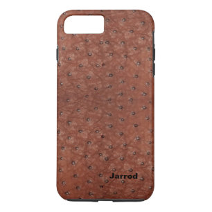 Brown Ostrich Leather Kijk iPhone 7 Plus Hoesje