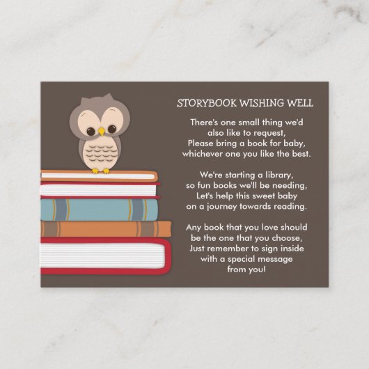 Brown Owl Baby shower Boek Insert Verzoek Kaart (Voorkant)