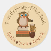 Brown Owl Classroom Library Ronde Stickers (Voorkant)
