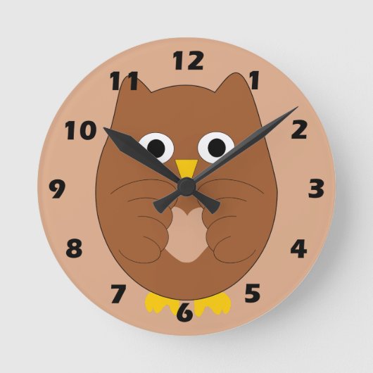 Brown Owl Design Ronde Klok (Voorkant)