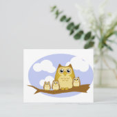 Brown Owl Family - 3 kinderen Briefkaart (Staand voorkant)