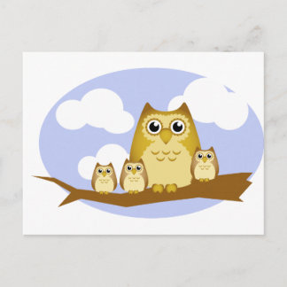 Brown Owl Family - 3 kinderen Briefkaart