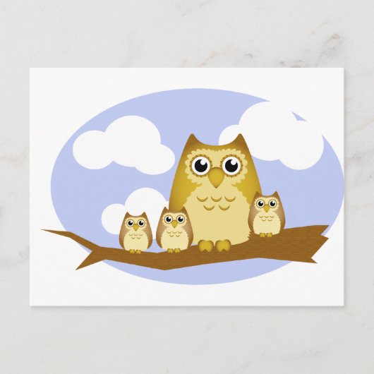 Brown Owl Family - 3 kinderen Briefkaart (Voorkant)