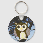 Brown Owl in a Tree Sleutelhanger (Voorkant)