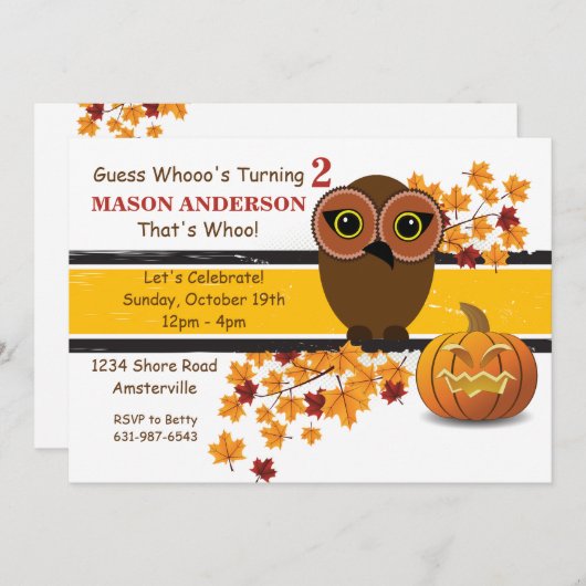 Brown Owl Invitation Kaart (Voorkant / Achterkant)