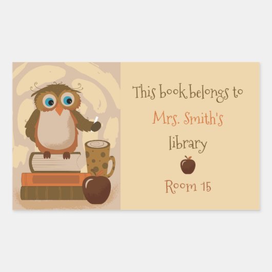 Brown Owl Teacher Classroom Library Sticker (Voorkant)