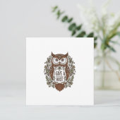 Brown owl with flowers design kaart (Staand voorkant)